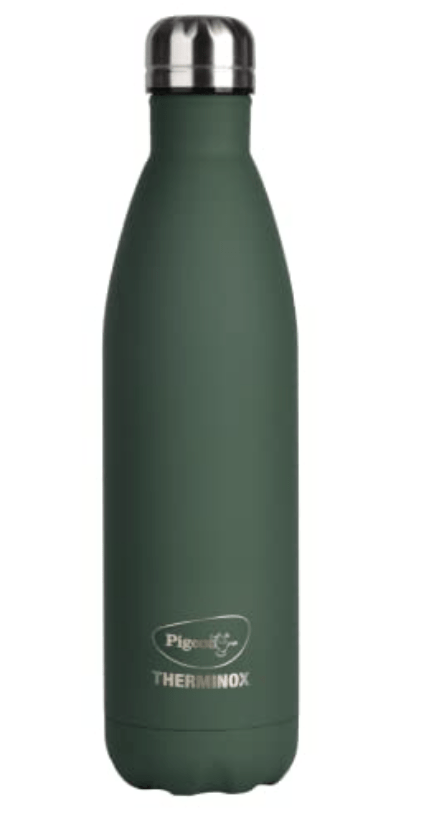Pigeon by Stovekraft Aqua Olive Stainless Steel Double Walled Leak Proof Thermos Water Bottle with Copper Coating Inside for Better Hot and Cold Retention 750 ml (Green) (1 Year Warranty)